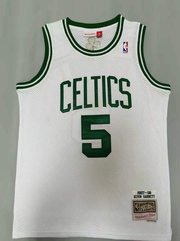 Men Boston Celtics #5 Garnett White Throwback Best mesh 2021 NBA Jersey->milwaukee bucks->NBA Jersey